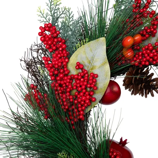 Northlight Pine, Berry and Pomegranate Artificial Fall Harvest Wreath - 24" Red {7}