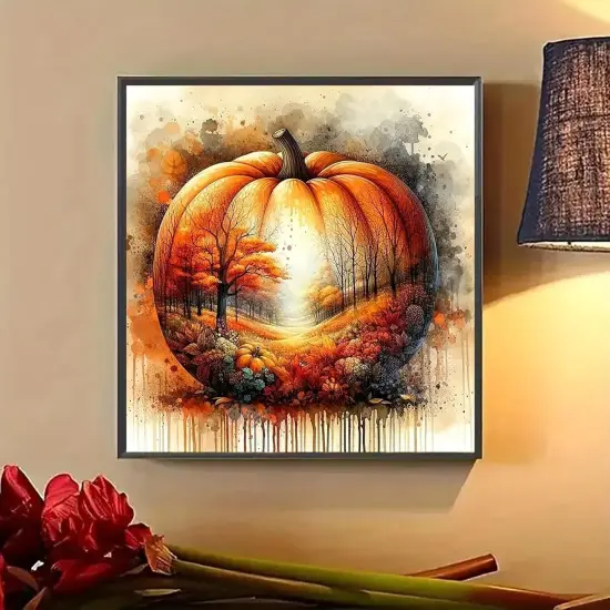13.8x13.8 Inch - Pumpkin Leaf Tree Diamond Painting Kits for Adults {3}