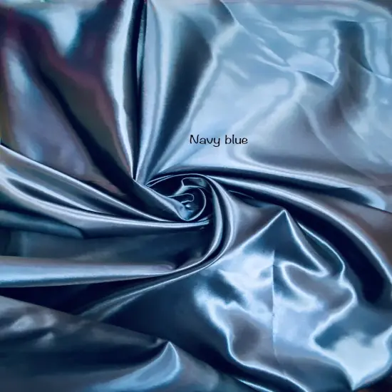 1 Yard Navy Bridal Satin Fabric Smooth Sheen for Tablecloths Curtains Garments 58/60" Wide {1}