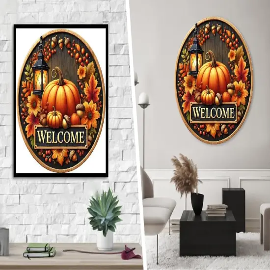 5D DIY Pumpkins Fall Diamond Art Painting Kits for Adults - 14X14 Inch {3}
