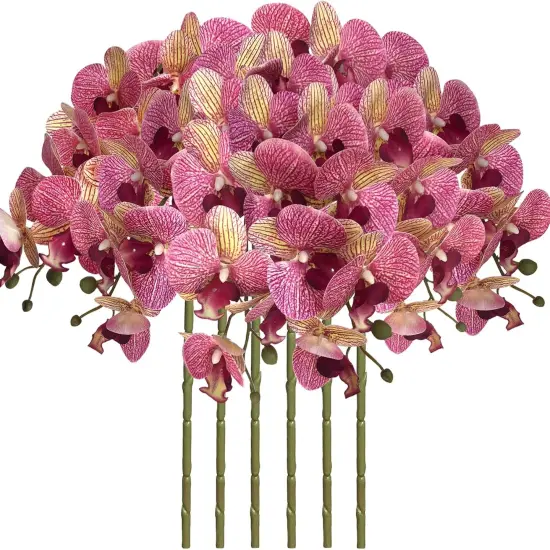32" Faux Phalaenopsis Orchid Stems &ndash; Set of 6 Realistic Artificial Flowers for Vases, Weddings & Home Styling {2}