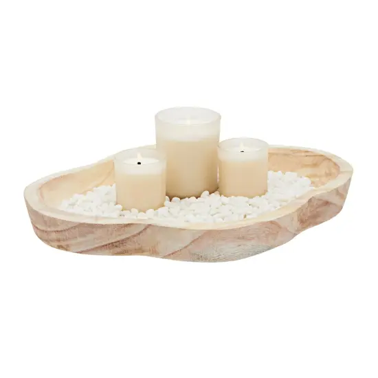 16 In Handmade Wooden Dough Bowls for Decor, Paulownia Wood Cross Shaped Dough Bowl Brown {3}
