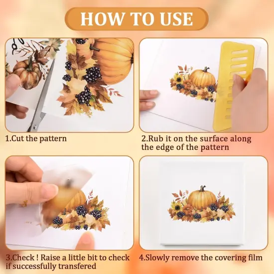 6 Sheets Autumn Theme Rub On Transfer Sticker {2}