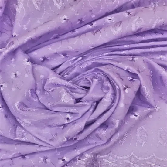 1 Yard Lavender Medium Eyelet Fabric with Double Border | Soft Cotton Blend, 41/42" Wide {2}