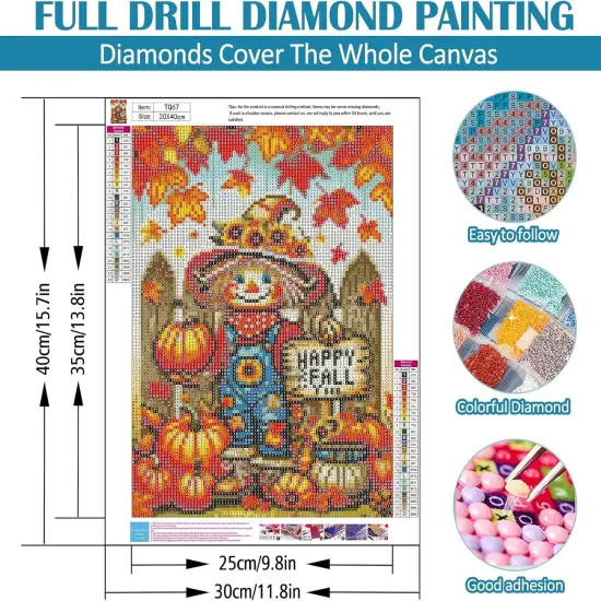 Happy Fall Scarecrow Diamond Painting Kits for Adults - 11.8x15.7 Inch {5}