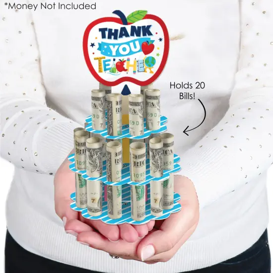 Big Dot of Happiness Thank You Teachers - DIY Teacher Appreciation Money Holder Gift - Cash Cake {3}
