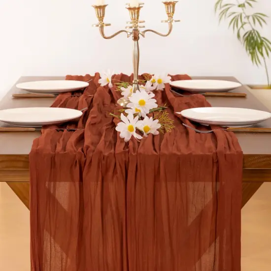 Terracotta Summer Fall Cheesecloth Table Runner {5}