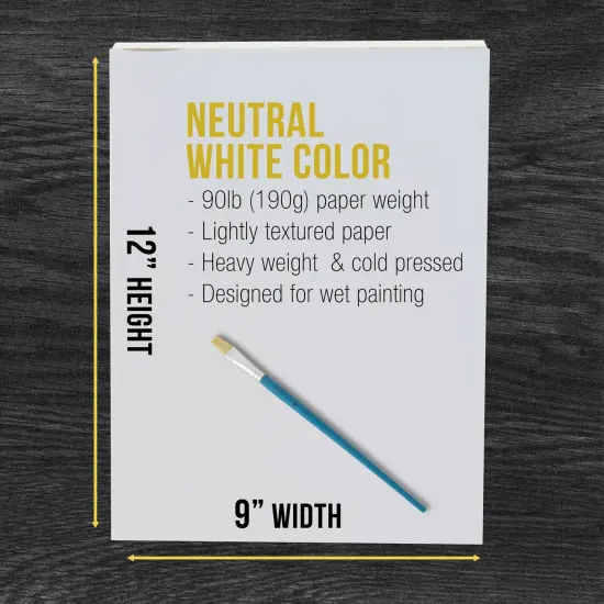 9" x 12" Premium Heavyweight Watercolor Paper Pad, Pack of 2 (24 Sheets Each), 140lb (300gsm) - Spiral Bound, Cold Pressed, Acid-Free, Wet, Water Color Paper - For Artists, Students {3}