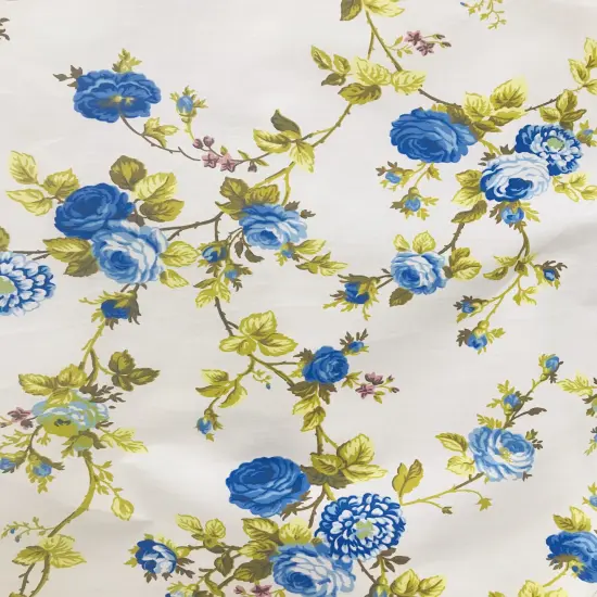 1 Yard Royal and White Rose Print Poly Cotton Fabric for Crafts Sewing and Interior Projects 59/60 Inch Width {1}