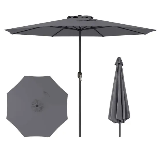 Costway 12 FT Patio Umbrella Outdoor Market Umbrella with Crank Handle 8 Sturdy Ribs Coffee/Beige/Red/Navy/Gray {9}