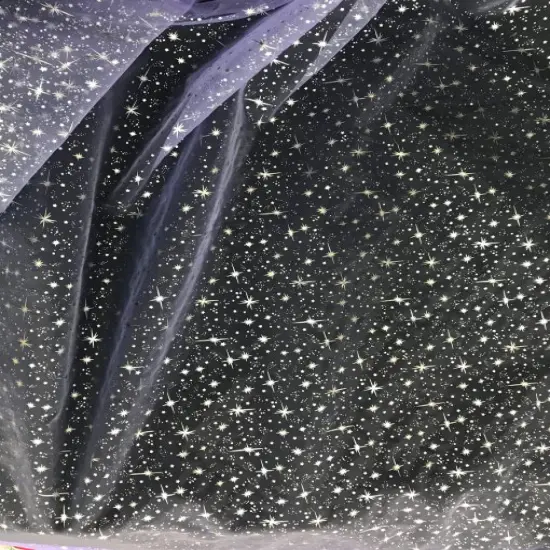 1 Yard Lilac Silver Stars Organza Fabric For Costumes Crafts D&eacute;cor Accessories 58/60&Prime; Wide {3}