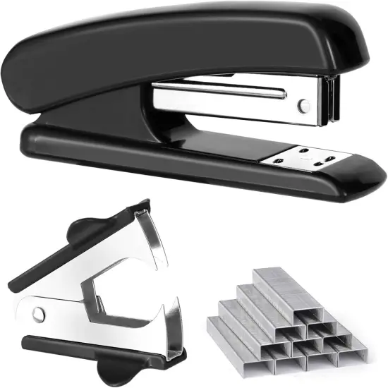 Black Modern Office Stapler, 25 Sheet Capacity, Automatic, Includes 1000 Staples and Staple Remover {1}