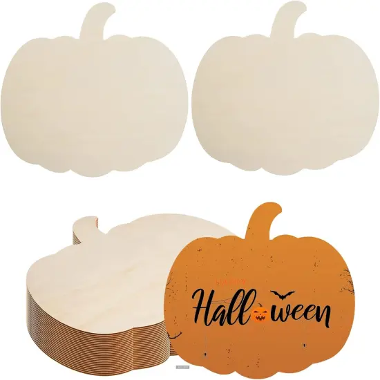 12 Pieces Large Wood Pumpkin Cutouts Blank Pumpkin Shape Cut Out, 12.5 x 12 Inches {1}