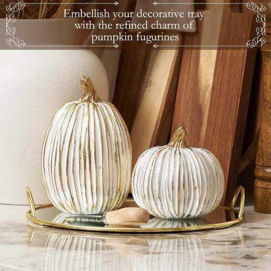 2PCS Fake Resin Autumn Pumpkins Decorations for Thanksgiving {3}