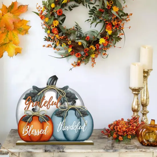 Fall Wooden Signs Autumn Pumpkin Tabletop Decoration Signs 11 Inch {5}