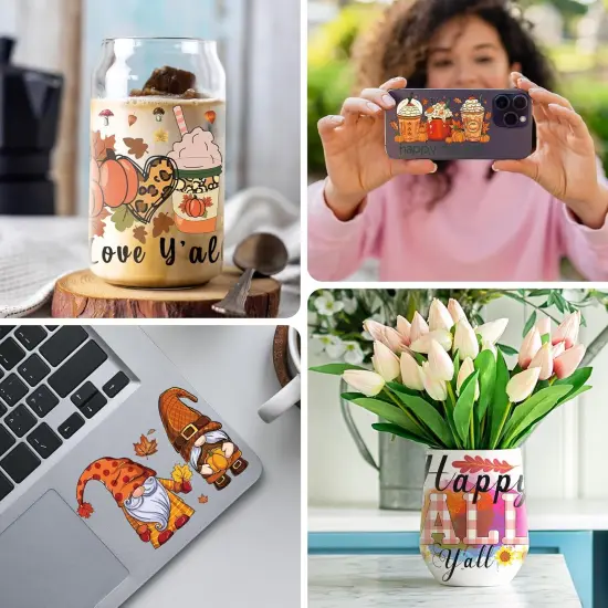 8 Sheets Thanksgiving Pumpkin Gnome Rub on Transfer {5}