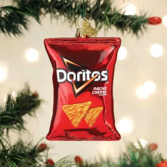 Old World Christmas 3.0 Inch Nacho Cheese Doritos Chip Bag Christmas Tree Ornament , Ornament Snack Food Taco Red {3}