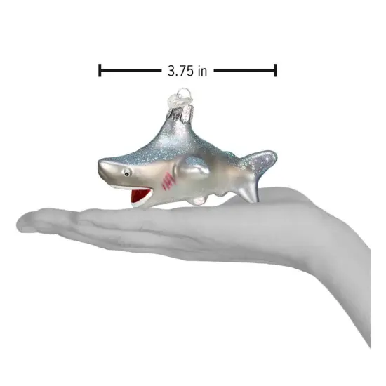 Old World Christmas 2.25 In Shark Tree Ornament , Ornament Attack Teeth Ocean Gray {2}