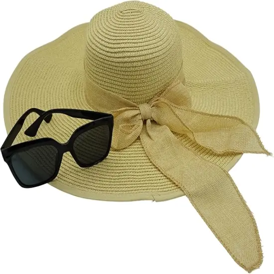 4E's Novelty Floppy Sun Hat with Sunglasses &ndash; UPF 50+ Packable Beach Hat for Women Travel {1}