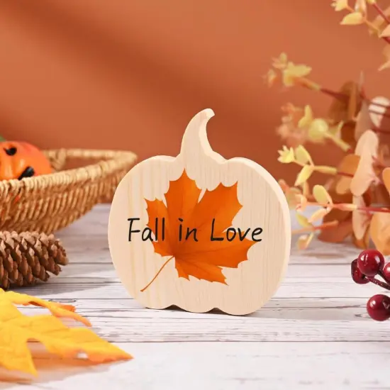 9 Pieces Fall Pumpkin Wooden Cutouts Thicken Thanksgiving Wood Signs（4 Inch） {2}