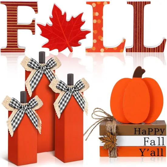 11pcs Fall Decorations for Home Pumpkin Tiered Tray Decor Fall Table {1}