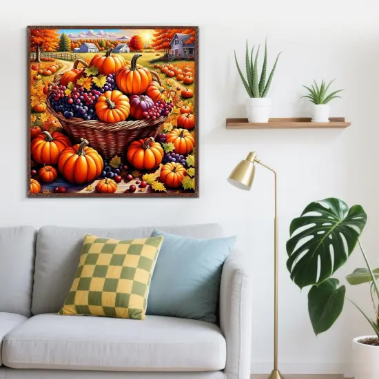 Fall Farm Pumpkin Basket Diamond Painting Kits for Adults {3}