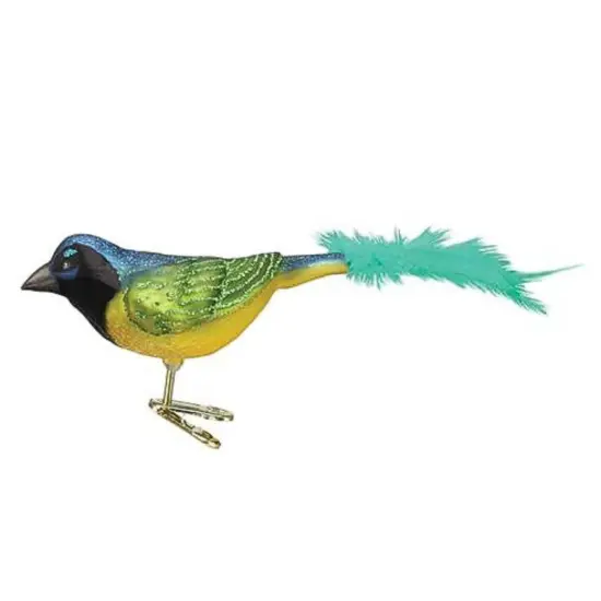 Old World Christmas 2.0 Inch Green Jay Tree Ornament , Christmas Ornament Birds Multicolored {1}