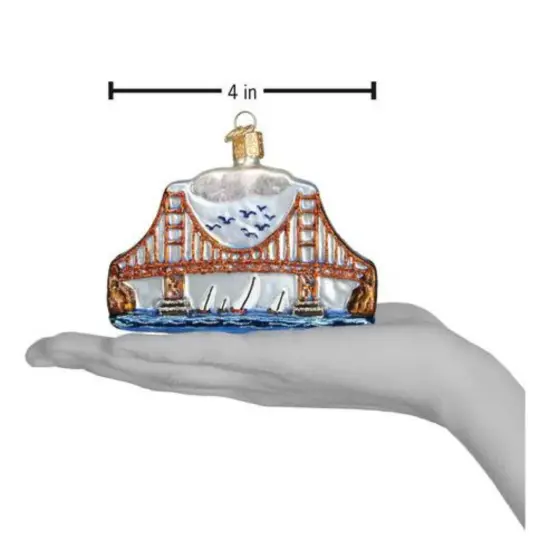 Old World Christmas 3.0 Inch Golden Gate Bridge Christmas Tree Ornament , San Francisco Bay Multicolored {2}