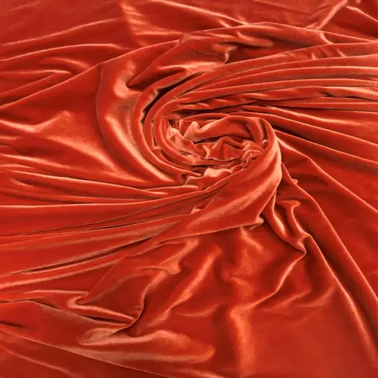 1 Yard Earthy Rust Stretch Velvet Fabric Luxuriously Soft Texture with Elegant Heavy Drape 58/60 Inches Wide {4}
