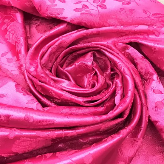 1 Yard Fuchsia Jacquard Satin Reversible Fabric for Curtains Overlays Tablecloths 58/60 inches Wide {2}