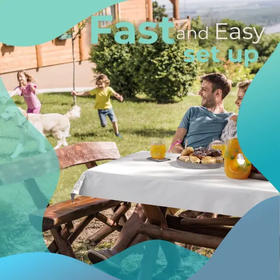 Exquisite Plastic Table Cover Roll &ndash; 40" x 300' Disposable Tablecloth Roll &ndash; Premium Thick 0.5 MIL Plastic Banquet Roll &ndash; Party Table Cover Roll for Events & Catering White {6}