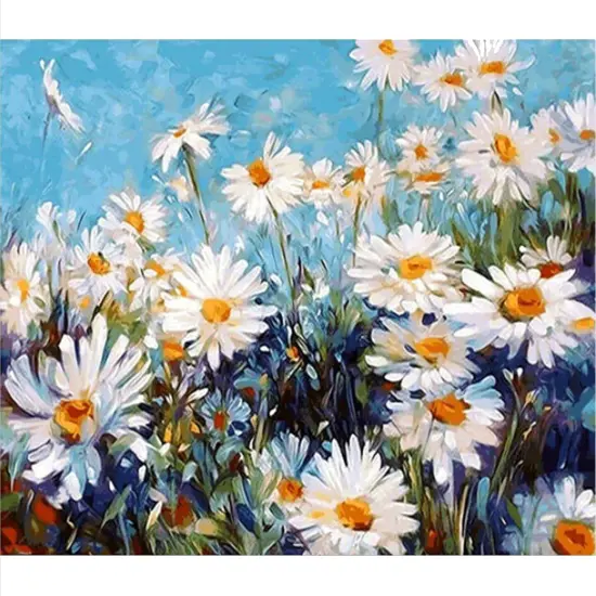 Paint by Number for Adults, 16" x 20" Flowers Acrylic Paints by Numbers for Adults Beginner Kids Color Painting by Numbers on Canvas with 3 Brushes Daisy Paint by Numbers for Kids Ages 8-12 {1}