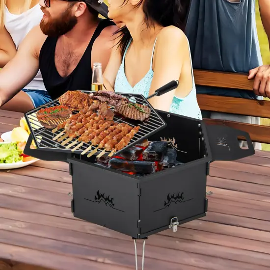 3-in-1 Portable Hibachi Charcoal Grill Carbon Steel & Stainless Steel {2}