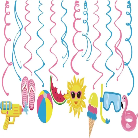 30Ct Pool Party Hanging Swirl Decorations,Hawaiian Party,Beach Party,Luau Party,Summer Fun,Water Party for Girls,Boys,Kids,Sunny Day,Home,Classroom,Baby Shower {2}
