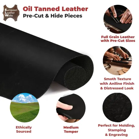 ELW 9-10 oz (3.6-4mm)Heavy Weight Oil Tanned Cowhide Full Grain Leather for Tooling, Holsters, Knife Sheaf, Carving, Embossing, Stamping, Collar, Leash, Crafting {3}