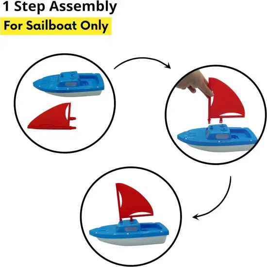 4E's Novelty 3 Pack Toy Boat Bath Toys &ndash; Bath Boats & Pool Toys Toddler, 10" Large Plastic Boats for Water Play {5}