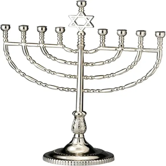 Rite Lite Large Traditional Hanukkah Menorah - 11.5" - Silver-Tone Finish {1}