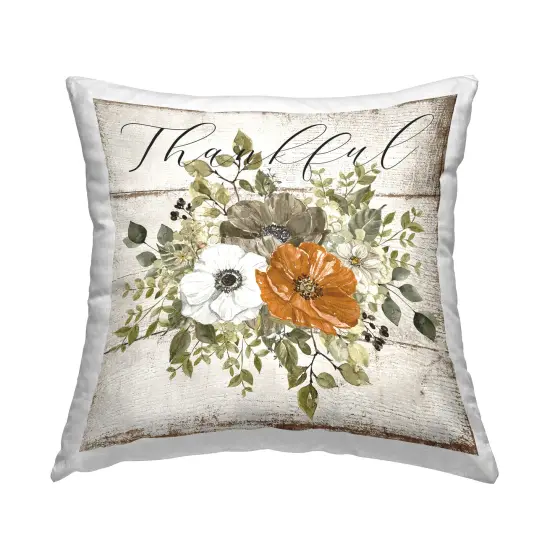 Stupell Industries Thankful Floral Pumpkin Indoor Pillow, 18 x 7 x 18 {1}