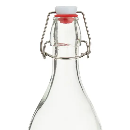 4 Pack Square Flip Top Glass Bottle 32 oz with Cleaning Brush and Silicone Funnel, Swing Top Bottles for Homemade Brew, Drinks, Arts and Crafts Clear {7}