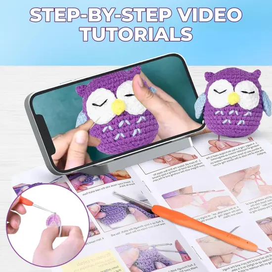 3 Pattern Animals-Owl, Fox, and Frog Crochet Kit {4}