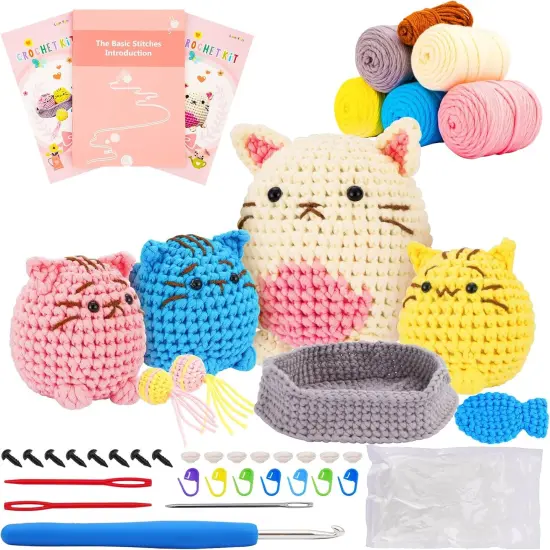 4 pack Crochet Animal Kits with Stitch-by-Stitch Video Tutorial {1}