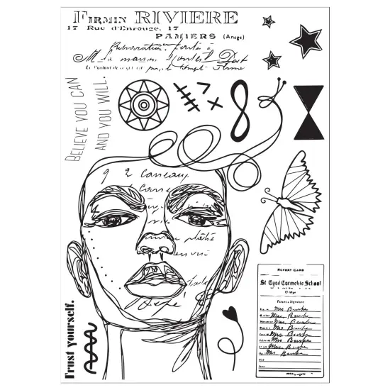 Sizzix Clear Stamp Set 13/Pkg W/Stencils 3/Pkg By Cat Kerr-Possibilitarian {3}