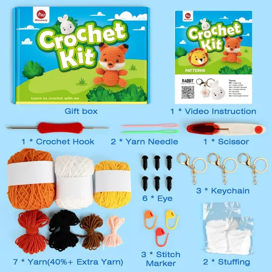 3PCS Animal Crochet Kit for Beginners {2}
