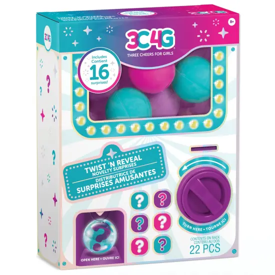 3C4G: Twist 'N Reveal Novelty Surprises - Dispenses 16 Treasure-Filled Capsules, Assortment of Exciting Accessories, Three Cheers For Girls, Kids 8+ {1}