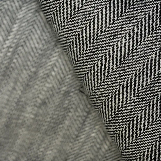 1 Yard Charcoal Linen Novelty Herringbone Yarn Dyed Fabric Midweight 54 Inch Width {3}