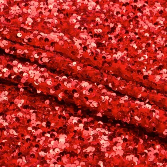1 Yard Stretch Velvet Sequin Fabric 2 Way Polyester Spandex 36" x 60" Length by Width Red/Red {1}