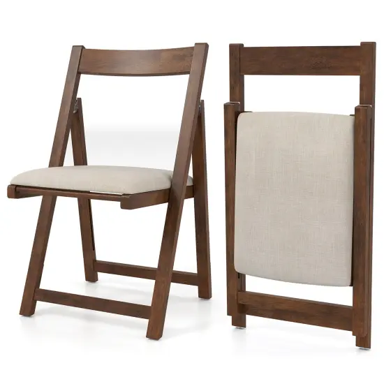 Set of 4 Folding Dining Chairs with Curved Backrest and Soft Cushion Seating Walnut {4}