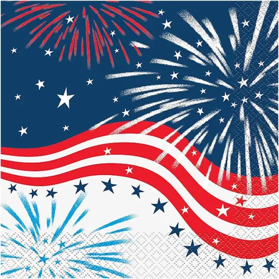 Patriotic Fireworks 4th of July Luncheon Napkins - 16ct {1}