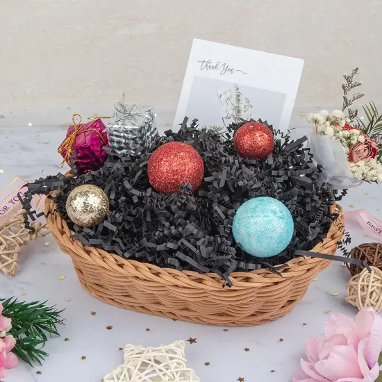 Crinkle Cut Paper Shred Packing Grass Cushion Paper Streamer for Christmas Wedding Birthday Bridesmaid Engagement Craft Gift Boxes Bags Basket Filler Decoration 4.5oz Black {5}