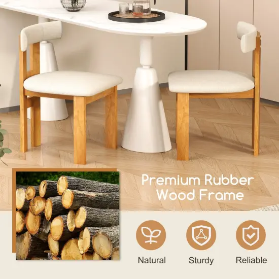 Rubber Wood Fabric Dining Chairs Set of 2 with Ergonomic Back and Cushioned Seat {4}
